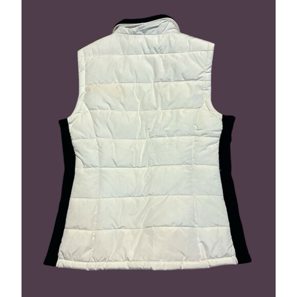 Calvin Klein Puffer Vest Ivory Zip Up Womens M Black Collar - Picture 3 of 12